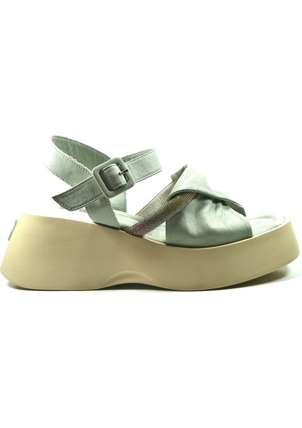 Özgençshoes 311 Hakiki Deri Siyah & Beyaz & Yeşil Kalın Taban Kadın Sandalet fiyatları