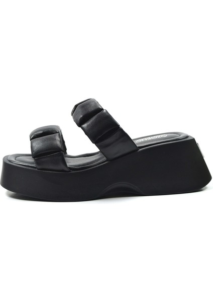 Özgençshoes 310 Hakiki Deri Siyah & Beyaz Kalın Taban Kadın Sandalet fiyatları