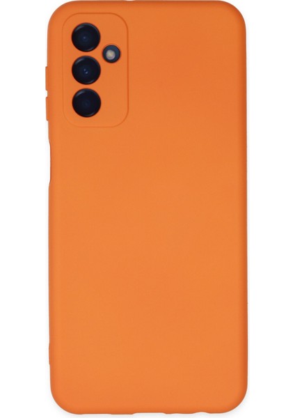 Samsung Galaxy M13 Kapak Içi Kadife Kamera Korumalı Lansman Silikon Kılıf - Turuncu