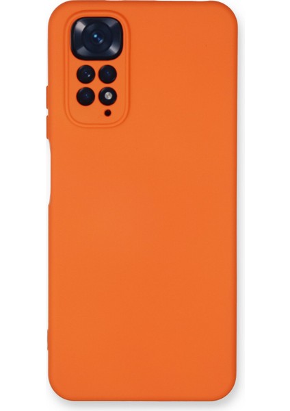 Xiaomi Redmi Note 11 Global Kapak Içi Kadife Kamera Korumalı Lansman Silikon Kılıf - Turuncu