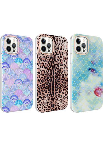 Apple iPhone 12 Pro Kapak Leopar Desenli Fosforlu Silikon Kılıf - Leopar