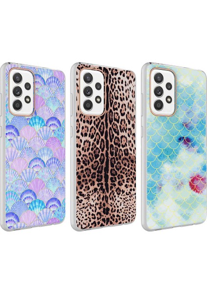 Galaxy A72 Kapak Deniz Kabuğu Desenli Fosforlu Silikon Kılıf - Lila