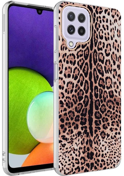 Galaxy A22 4g Kapak Leopar Desenli Fosforlu Silikon Kılıf - Leopar