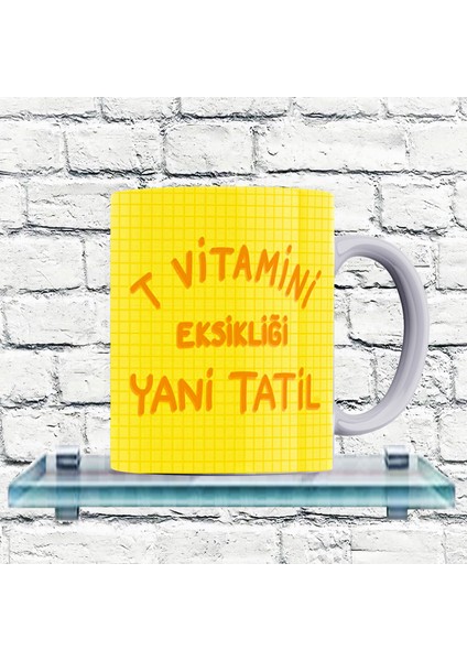 Tatil Eksikliği Yazılı %100 Porselen Kupa