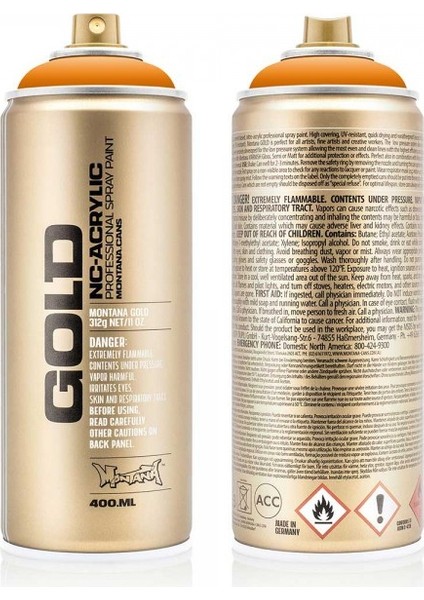 : Gold Akrilik Sprey Boya : 400 ml : Shock Orange Light S2000