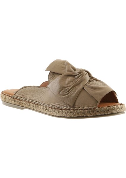 Vizon Deri Kadın Espadril Terlik modelleri