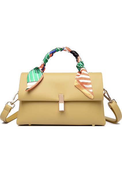 1739297 Kadın Pu Deri Omuz Çantası - Sarı (Yurt Dışından)