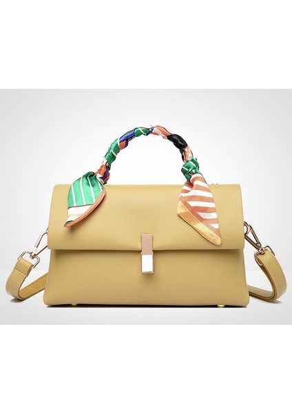 1739297 Kadın Pu Deri Omuz Çantası - Sarı (Yurt Dışından) modelleri
