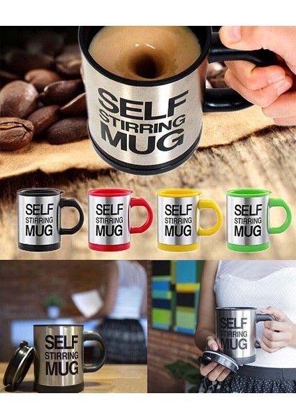 Kendi Kendini Karıştıran Mikser Kupa Termos Bardak; Self Stirring Mug