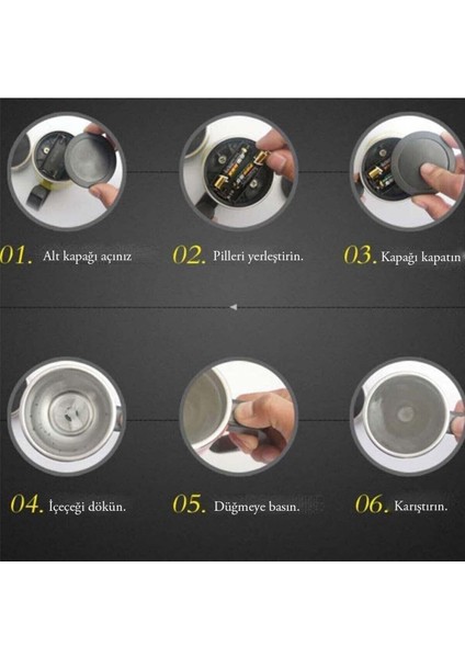 Kendi Kendini Karıştıran Mikser Kupa Termos Bardak; Self Stirring Mug