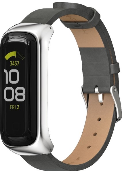 Samsung Galaxy Fit 2 Mijobs Metal Kılıf Mikrofiber Deri Izle Band (Gri Gümüş) (Yurt Dışından) fiyatları