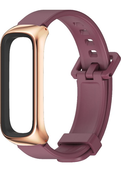 Samsung Galaxy Fit 2 Mijobs Metal Kılıf Silikon Izle Band (Şarap Kırmızı Gül Altın) (Yurt Dışından)