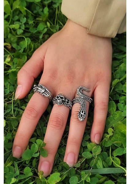 Unisex Gümüş Kaplama Ayarlanabilir Yüzük Set5 fiyatları