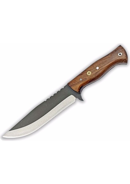 El Yapımı Bushcraft Kamp Bıçağı Kök Ceviz Kabze Paslanmaz Av Bıçağı Deri Kılıflı