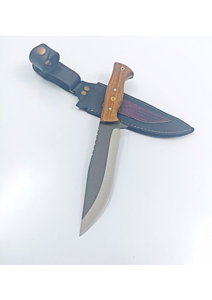 El Yapımı Bushcraft Kamp Bıçağı Kök Ceviz Kabze Paslanmaz Av Bıçağı Deri Kılıflı modelleri