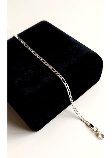 Unisex Gümüş Figaro Zincir Bileklik 2 mm 21 cm