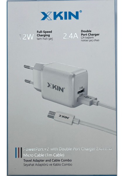 12W Hızlı Şarj Aleti Kablo Adaptör Set Micro USB Serilerle Uyumlu