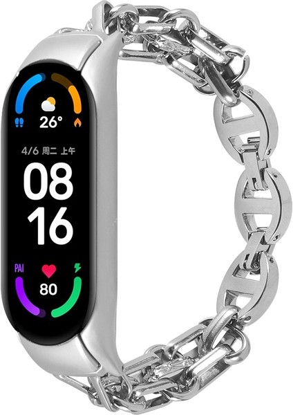 Xiaomi Mi Band 6/5 Gümüş Için Paslanmaz Ste Watch Band (Yurt Dışından)
