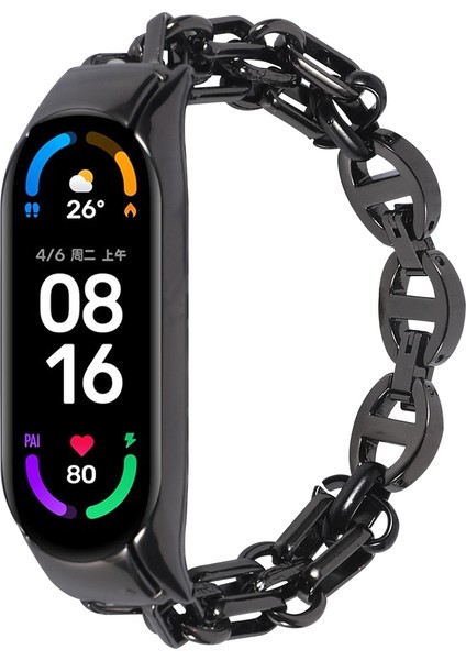 Xiaomi Mi Band 6/5 Siyah Için Paslanmaz Ste Watch Band (Yurt Dışından)