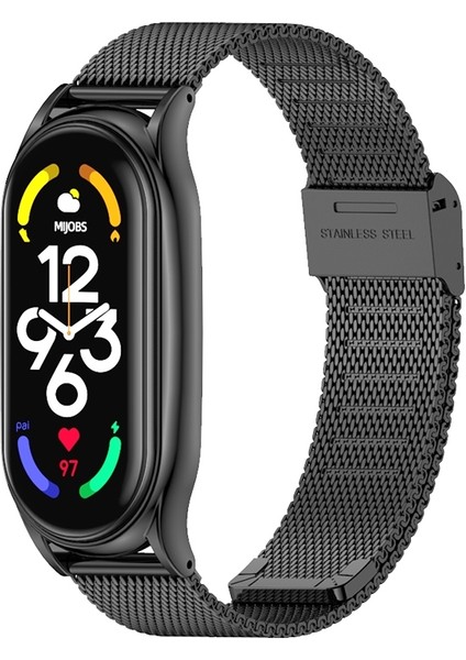 Milan Buckle Plus Xiaomi Mi Band 7/7 Nfc Black Için Watch Band (Yurt Dışından)