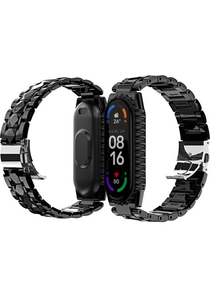 Xiaomi Mi Band 6/5 Siyah Için Paslanmaz Ste Watchband (Yurt Dışından)