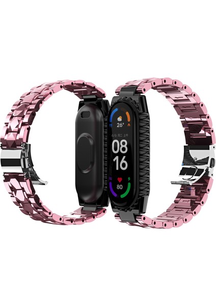 Xiaomi Mi Band 6/5 Altın Gül Için Paslanmaz Ste Saat Bandı (Yurt Dışından)