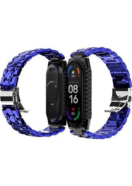 Xiaomi Mi Band 6/5 Mavi Için Paslanmaz Ste Watchband (Yurt Dışından)