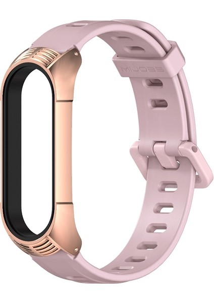 Xiaomi Mı Band Için 6/5/4/3 Silikon Kayış, Stil: Tf Case Pembe+Gül Aln (Yurt Dışından)