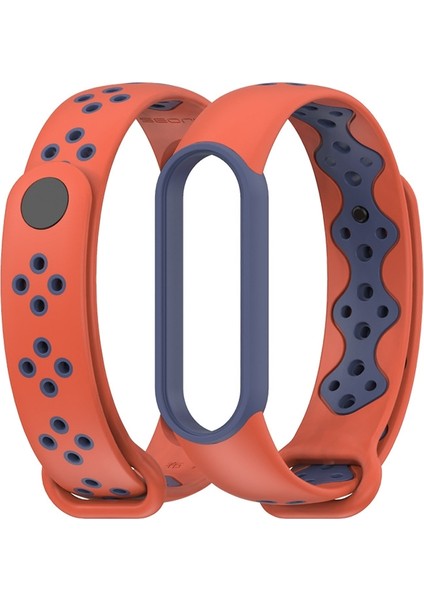 Xiaomi Mi Band 5/6/7 Turuncu+Gece Mavisi Için Tpu Saat Grubu (Yurt Dışından)