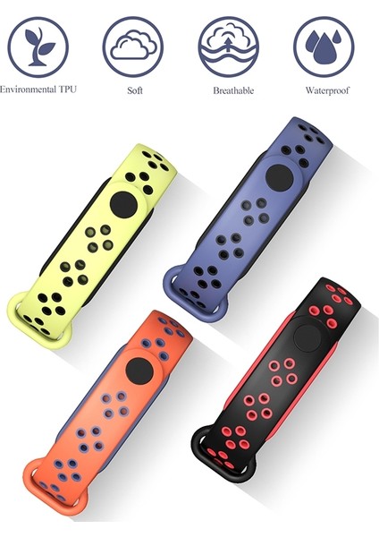 Xiaomi Mi Band 5/6/7 Turuncu+Gece Mavisi Için Tpu Saat Grubu (Yurt Dışından)
