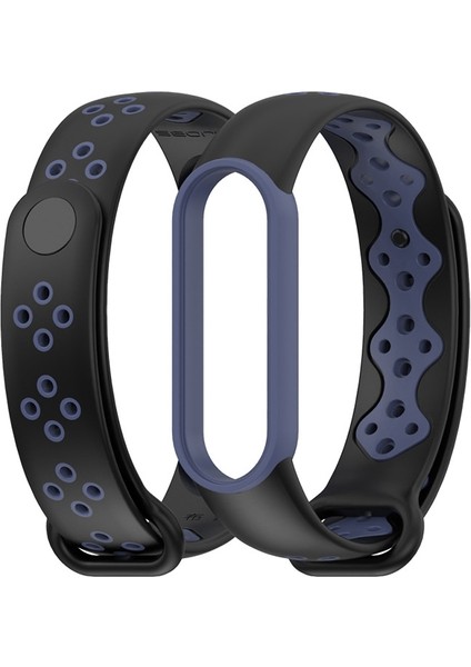 Xiaomi Mi Band 5/6/7 Siyah+Midnight Blue Için Tpu Watch Band (Yurt Dışından)