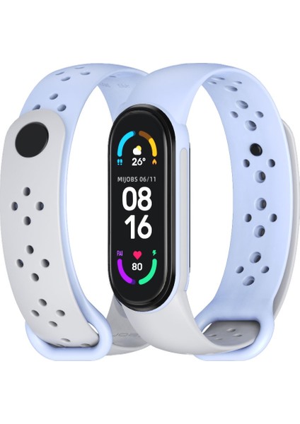 Xiaomi Mi Band 5/6/7 Gri+Leylak Mor Için Silikon Izleme Bandı (Yurt Dışından)