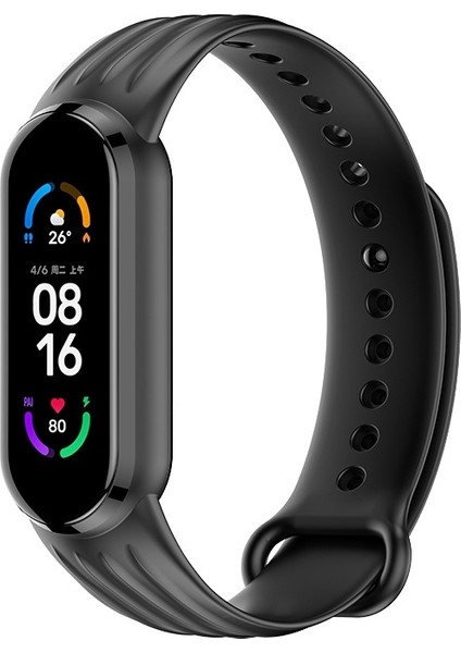 Xiaomi Mi Band 6/5 Siyah Için Silikon Saat Bandı (Yurt Dışından)