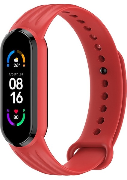 Xiaomi Mi Band 6/5 Carmine Için Silikon Saat Bandı (Yurt Dışından)