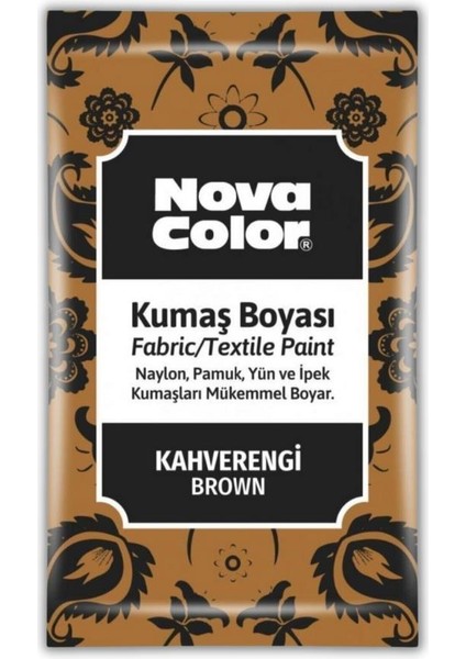 Kahverengi Kumaş Boyası Toz 12 gr 1 Adet Nova Color Toz Kumaş Boyası Kahve Kot Pantalon Gömlek Tişört Tekstil Kumaş Boyası 1 Adet
