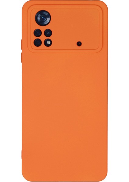 Caseworld Xiaomi Poco X4 Pro 5g Kapak Içi Kadife Kamera Korumalı Lansman Silikon Kılıf - Turuncu
