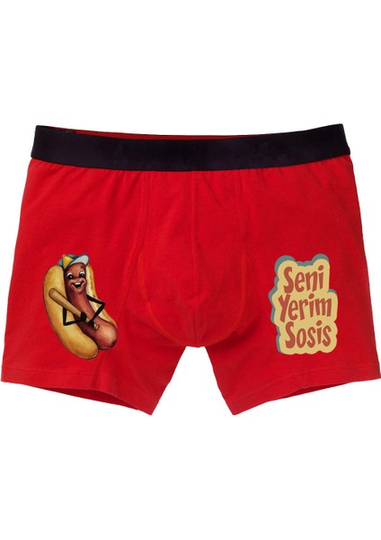 Seni Yerim Sosis Seksi Yazılı Baksır Kırmızı