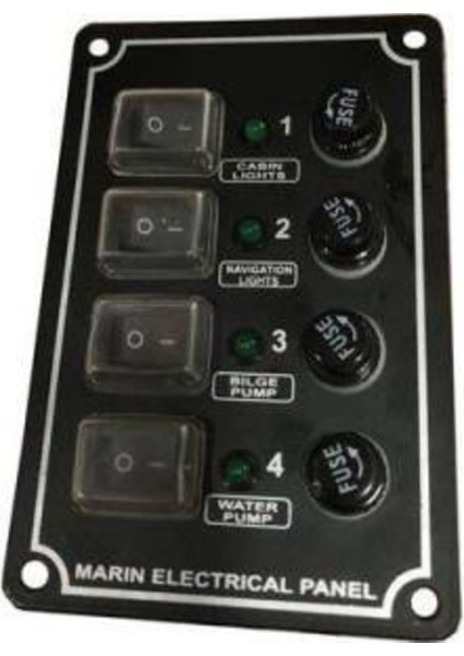Izoleli Elektrik Switch Panelleri (Dikey) 4lü Siyah