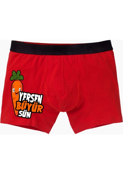 Havuç Yersen Büyürsün Kırmızı Boxer
