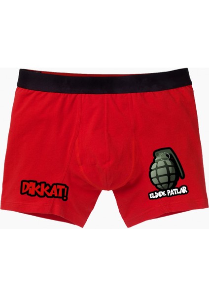 Dikkat Elinde Patlar Kırmızı Boxer