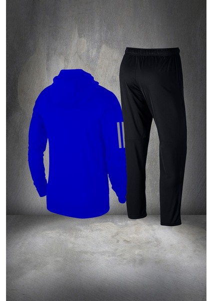 Büyük Beden Erkek Mavi Supra Penye Kumaş Cepli Rahat Günlük Eşofman Takımı (4xl- 10XL) fırsatları