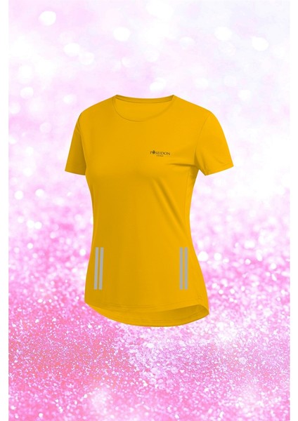Kadın Sarı Dri-Fit Kumaş Koşu ve Yürüyüş Için Rahat Konforlu Tshirt S -3xl