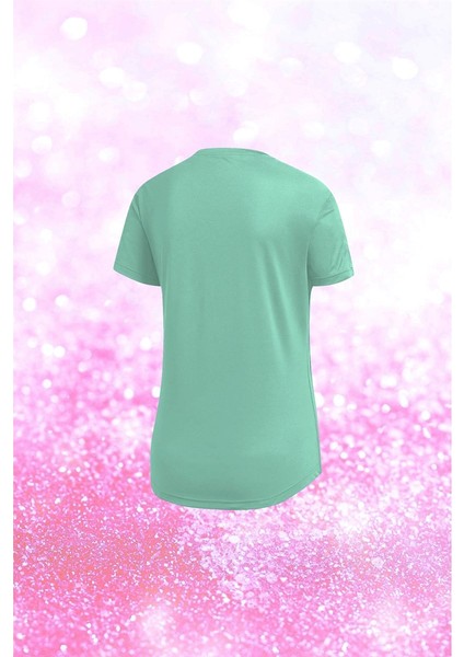 Kadın Su Yeşili Dri-Fit Kumaş Baskısız Yuvarlak Yaka Kısa Kol T-Shirt S-3xl fiyatları