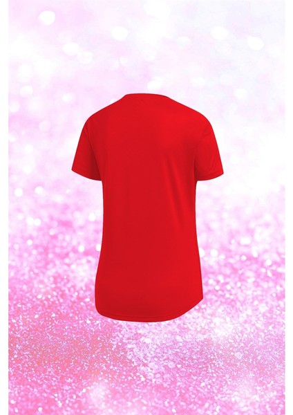 Kadın Kırmızı Dri-Fit Kumaş Baskısız Günlük Rahat T-Shirt S-3xl fiyatları