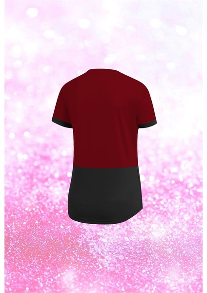 Kadın Bordo Dri-Fit Kumaş Baskısız Yuvarlak Yaka Kısa Kol T-Shirt S-3xl fiyatları