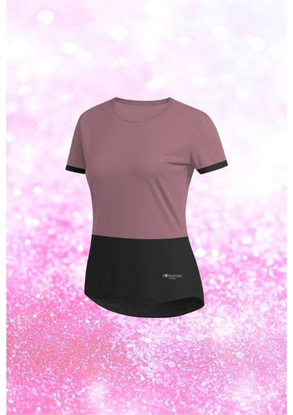 Kadın Gül Kurusu Dri-Fit Kumaş Yürüyüş ve Koşu Için Konforlu Kısa Kol T-Shirt S-3xl