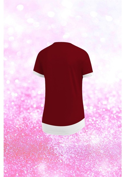 Kadın Bordo Dri-Fit Kumaş Konforlu Sıfır Yaka Tshirt S-3xl fiyatları