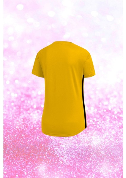 Kadın Sarı Dri-Fit Kumaş Baskısız Bisiklet Yaka Sporcu T-Shirt S-3xl fiyatları