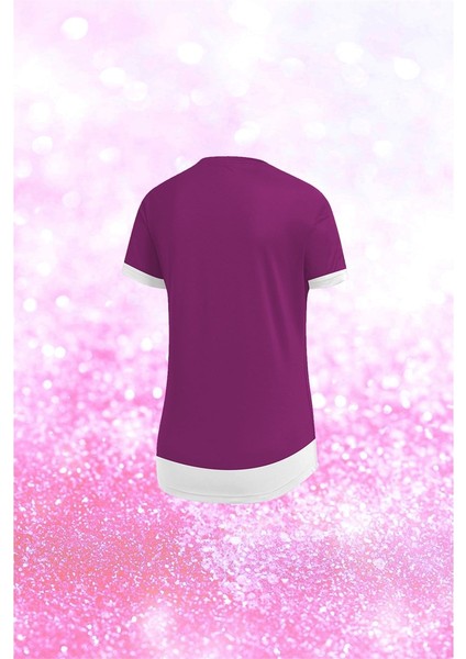 Büyük Beden Kadın Mor Dri-Fit Kumaş Baskısız Bisiklet Yaka T-Shirt (4XL-10XL) fiyatları