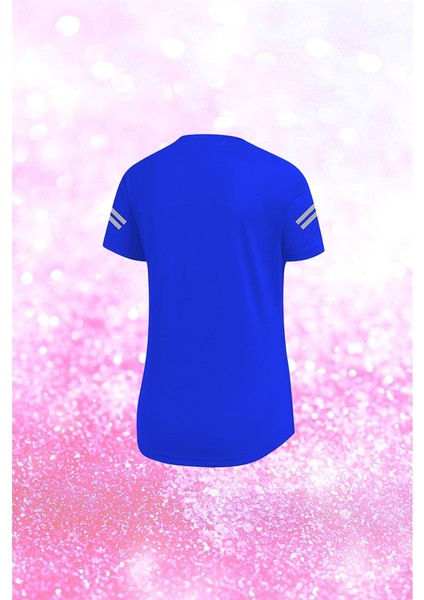 Büyük Beden Kadın Mavi Dri-Fit Kumaş Rahat Günlük Yuvarlak Yaka Sporcu Konforlu T-Shirt (4XL-10XL) fiyatları